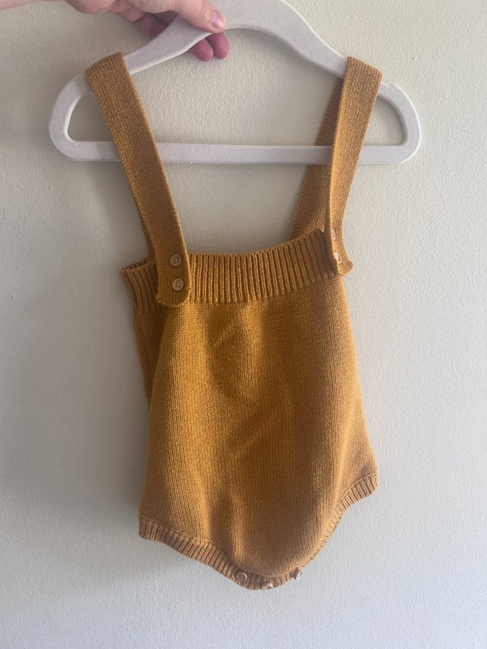 Gil & Niya Infant Marigold Cozy Knit Overall Romper with Button Straps